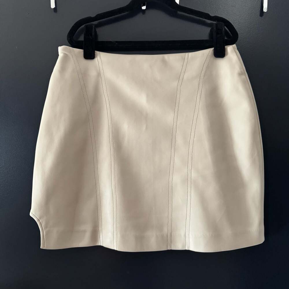 Endless Rose Faux Leather Mini Skirt in Cream